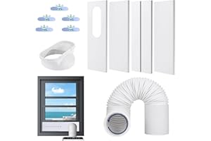 BROSYDA Portable Air Conditioner Window Vent Kit, Upgraded Seamless Portable AC Vent Kit with 5.9" Diameter of Exhaust Hose & Universal Coupler, Adjustable Window Seal Kit for Sliding Window