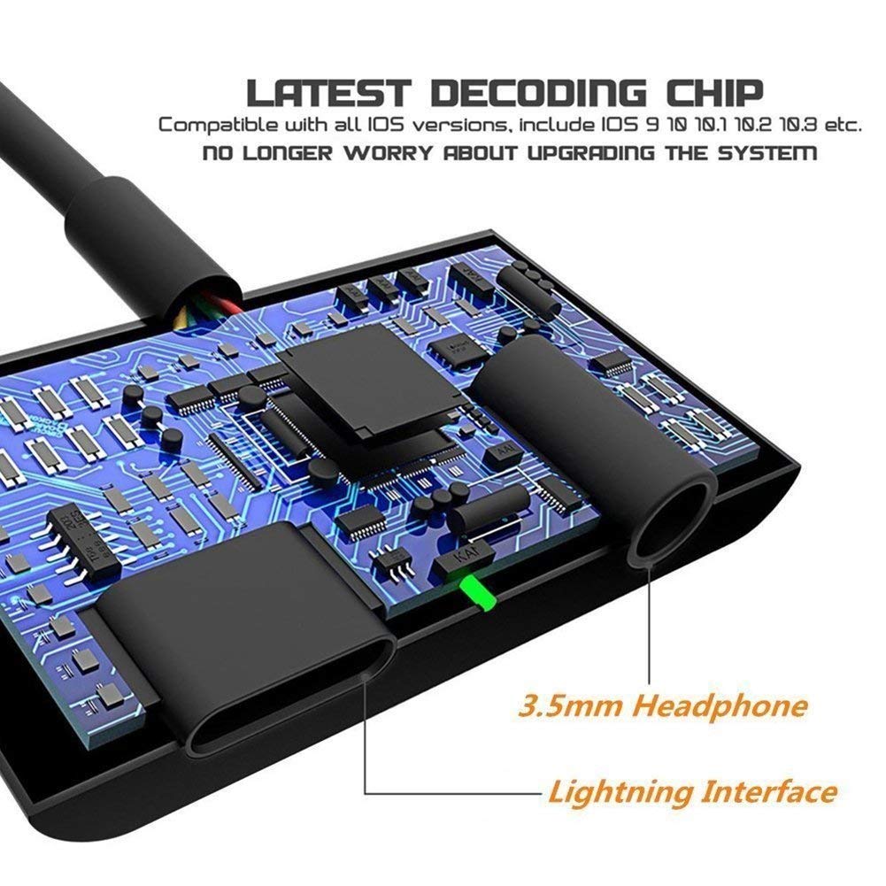 iPhone Dongle iPhone 7 Adapter Headphone Jack Adapter Charge and Listen No Calling and Music Control Compatible with IOS10.3 and IOS11 (White)