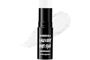 BOBISUKA White Face & Body Paint Stick Washable Water-Based Face Paint Makeup Stick for Halloween Clown, Joker, Zombie, Mime, Skeleton, Skull, Cosplay, SFX, Sports Eye Black & Costume Party
