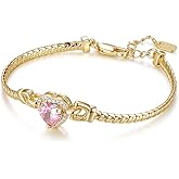 MEIITRUE Heart Bracelets for Women 14K Gold/White Gold Plated Love Bracelet Trendy Dainty Cubic Zirconia Charm Bracelet Snake Chain Jewelry Gifts for Her
