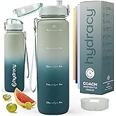 Hydracy Water Bottle with Time Marker -Large 32oz BPA Free Gradient Water Bottle - Leak Proof Gym Bottle with Fruit Infuser Strainer & Times to Drink -Ideal for Fitness Sports & Outdoors