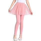 Girls Leggings with Skirt Footless Sparkly Tulle Skirt Pants for Kids Toddler Baby 1-8 Years