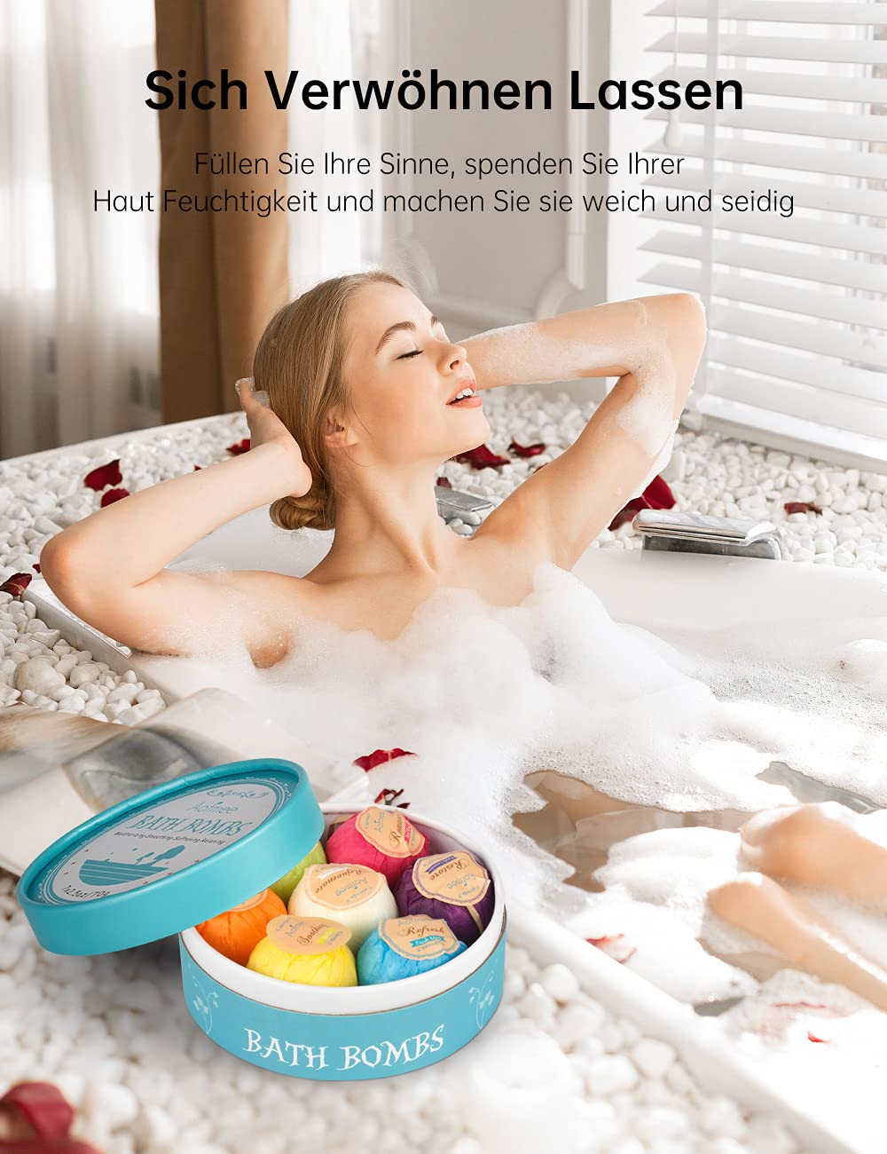 Aofmee Badebomben Geschenkset, 7pcs Badekugeln, Geschenke für Frauen, Freundin, Kinder, Mama, Badezusatz, Schaumbad, , Badekugel für Geburtstags Weihnachts Valentinstag 6