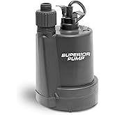Superior Pump 91250 1800GPH Thermoplastic Submersible Utility Pump with 10-Foot Cord, 1/4 HP
