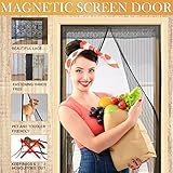 Magnetic Screen Door Heavy Duty Mesh Curtain Screen and Full Frame Velcro 3 Sizes Available To Fits Door Up To 34