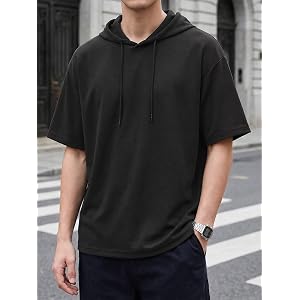Men's Short Sleeve Hooded T-Shirt Loose Fit Lightweight Summer Pullover | Relaxed streetwear silhouette, soft cooling touch,