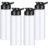 CHENGU 4 Pcs Aluminum Water Bottle 25oz Aluminum Reusable Bottles Lightweight Snap Lid Sports Water Multipack Easy Carry Leak Proof Travel for Gym Camping Hiking Outdoor Fishing (White)