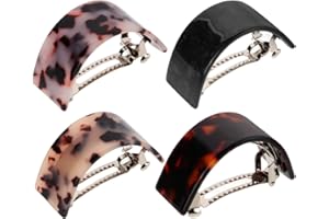 Mipcase 4pcs Acetate Half Circle Ponytail Spring Hair Clips Set Tortoise Shell Hair Barrette Assorted style