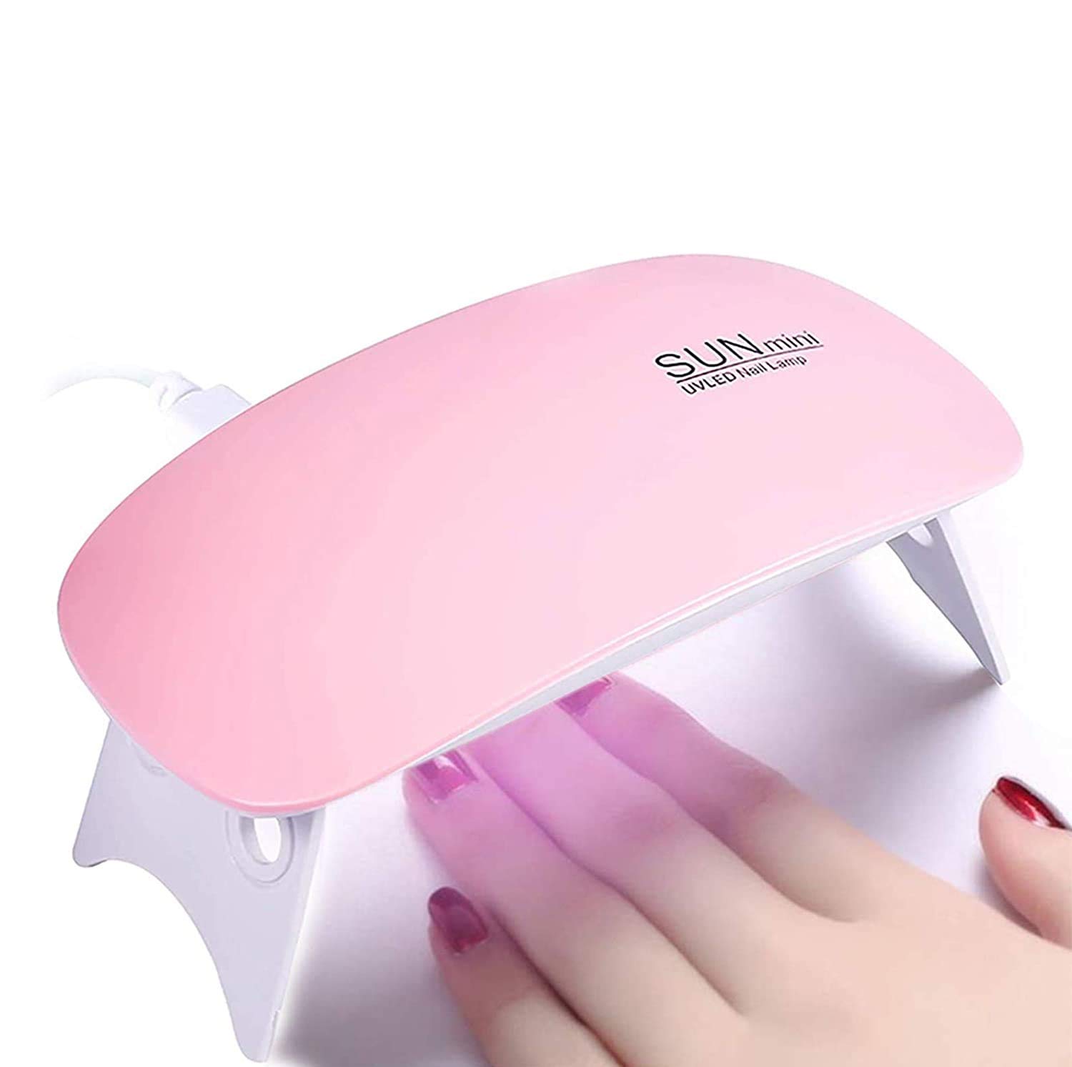 SUN Mini Nail Dryer 6W UV/LED Gel Polish Curing Lamp - Portable Pink Art Tool