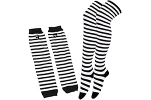 GALPADA Windproof Striped Arm Sleeves and Leg Warmers for Women Breathable Moisture-wicking Winter Stockings