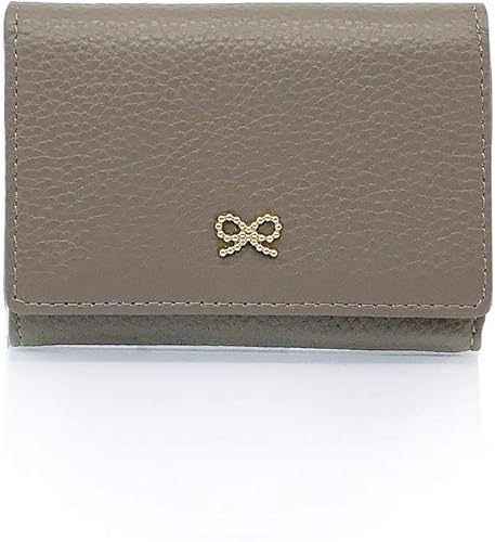 Amazon Couth 名刺入れ 名刺ケース レディース 本革 大容量 レザー カードケース スナップ ボタン リボン ベージュ グレージュ 名刺入れ