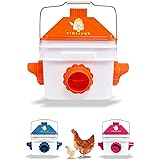 vlhtceqk Chicken Feeder No Waste 10lb with 4 Ports, Rain Proof Gravity Chick Feeders Bucket (Orange)…