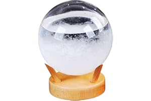 Storm Glass Weather Predictor, Creative Spherical Storm Cloud Weather Predictor, with Wooden Base Home Office Decoration for 