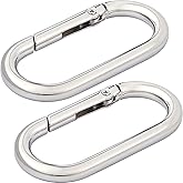 Isslly 2Pcs Oval Carabiner Keyring Clip, Silver Heavy Duty Snap Spring Carabiner Clip, Small Metal O Ring Buckle Clasp Strap Rings for Crafts, Purse, Bag Straps - 1.97 × 0.94 Inch