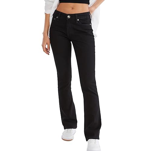 AEROPOSTALE Women's Aero Mid Rise Bootcut Jean, Black, 14
