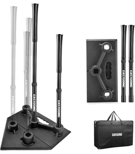 JUGS Pro-Style 5-Point Batting Tee - Weighted Rubber Base, Adjustable 24" To 45", Teaches Inside/Middle/Outside Contact