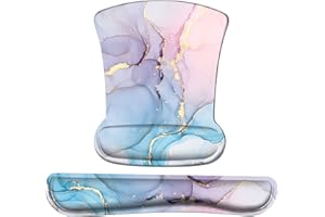 iCasso Keyboard Wrist Rest and Mouse Wrist Rest Pad, Made of Memory Foam, Ergonomic Support, Easy Typing and Relieve Wrist Pain, Perfect for Gaming, Computer, Office, Laptop (Purple Soft Marble)