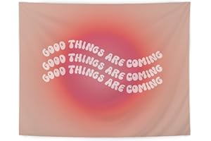 LUVADIAN Funky Retro Y2K Pink Aura Inspirational Tapestry - Good Things are Coming Aesthetic Pink Tapestry Wall Hanging for Teen Girls Room College Dorm, Pink Room Decor, 50x60 Inches