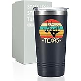 Onebttl Texas Gifts for Men Women, Texas Souvenirs Travel Homesick Gift, 20oz Stainless Steel Tumbler with Lid Straw, Perfect for Christmas - Black Colorful