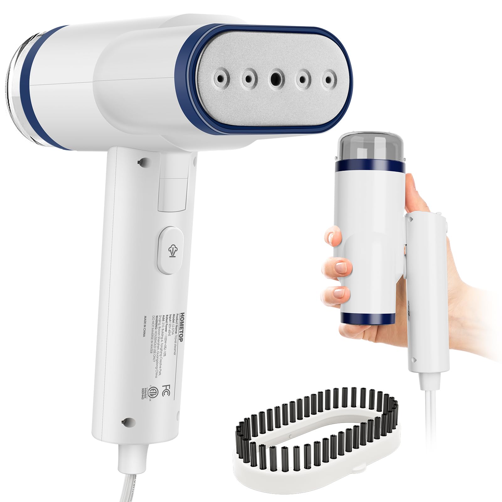 HOMETOP Steamer for Clothes-Travel Steamer-Portable Handheld Design 30s Heat-up 1300W Fabric Wrinkle Remover with Brush-Garment Steamer Iron for Home Office Traveling