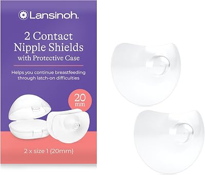 Lansinoh Contact Nipple Shields 20mm 2 Pack with Case - Ultra-Thin 100% Silicone