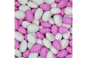 SweetGlob Jordan Almonds Party Colors Hard Candy (1 Pound, Pastel Pink & White (Baby Girl))