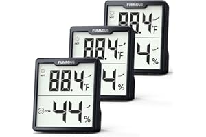 FUMMDUS 3 Pieces Digital Hygrometer Indoor Thermometer Humidity Meter with Accurate Temperature and Humidity Monitor for House, Baby Room, Office, Greenhouse, Cellar (Black)