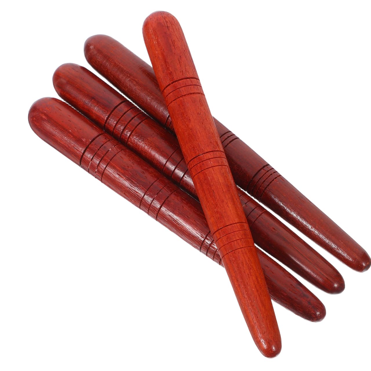 Wooden Massage Stick Foot Hand Acupoint Pen Cone Thai RelaxationTool for Head Face Body- 4Pcs