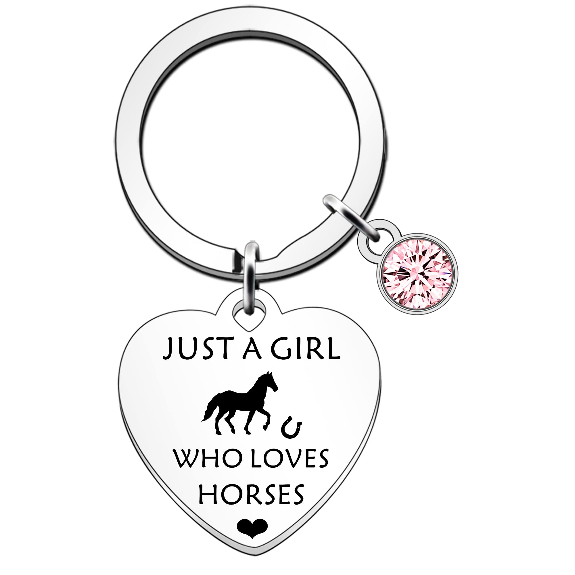 SDOFY Horse Keyring Keychain - Just a Girl Who Loves Horses - Gifts for Girls, Riders and Lovers