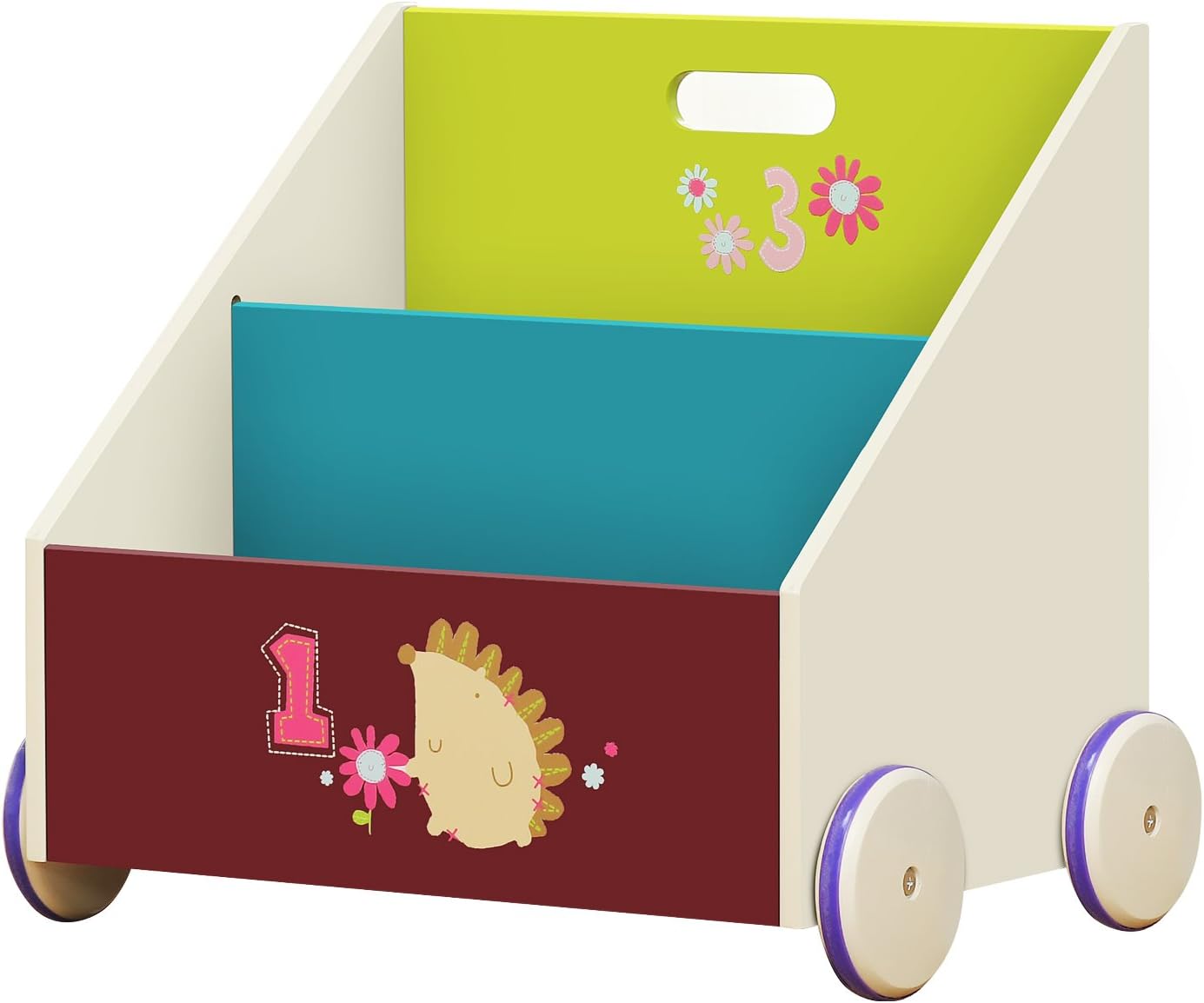 labebe Child Bookcase, Small Wooden Bookshelf with Wheels, 2in1 Viola