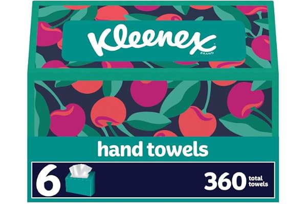Kleenex Disposable Paper Hand Towels, 6 Boxes, 60 Tissues per Box (360 Total Tissues), Packaging May Vary | 360 Total Tissues