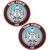 Ykonuyis Task Force 141 Logo Embroidered Patches, 2Pcs | Hook and Loop, Tactical Morale Applique, Fastener, Military
