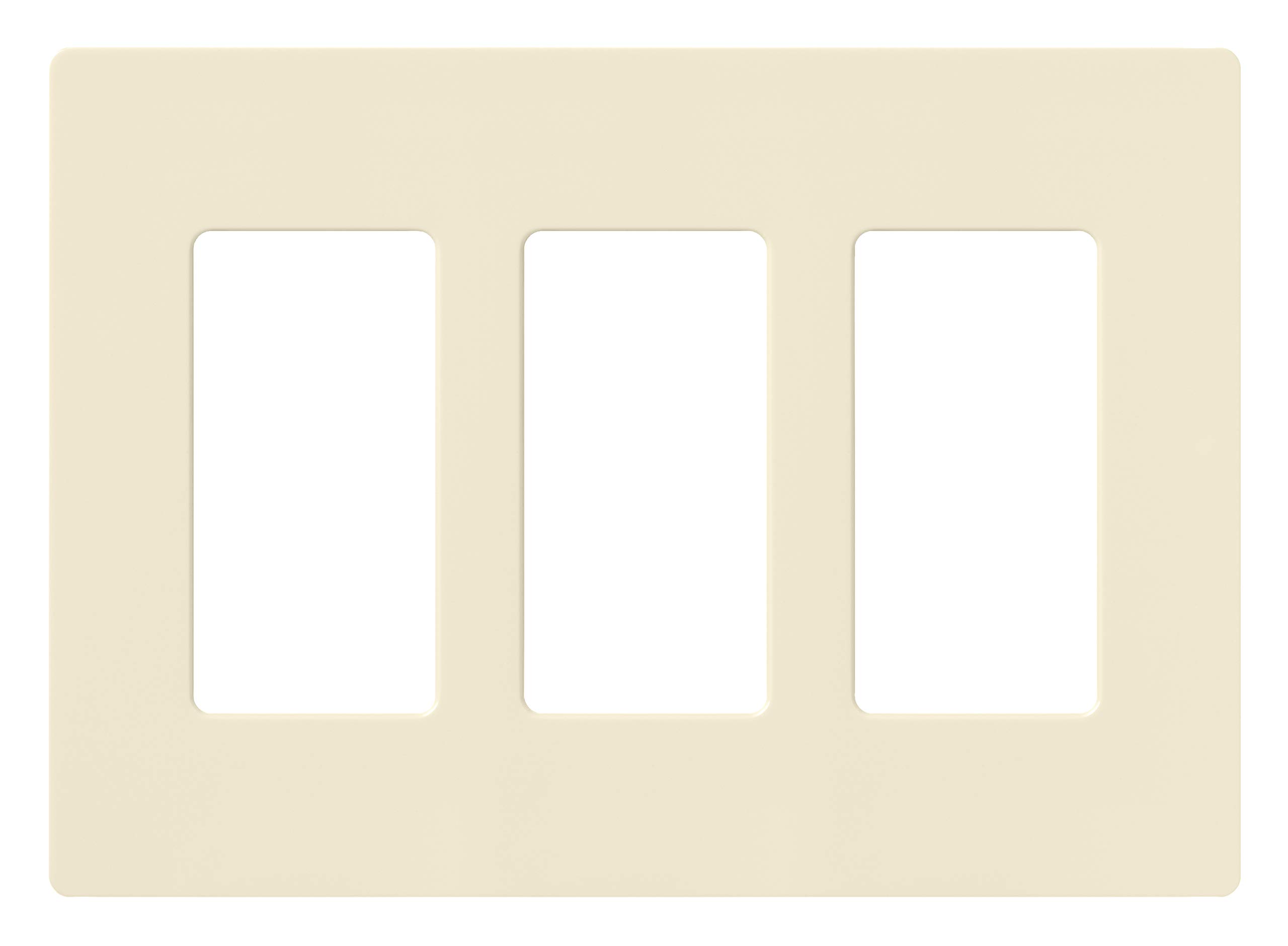 Lutron Claro Light Switch Cover Plate, 3 Gang Wallplate, for Decorator Light Switches, Rocker Light Switch Cover, Outlet Cover, Screwless Switch Plate Cover, Gloss, CW-3-AL, Almond