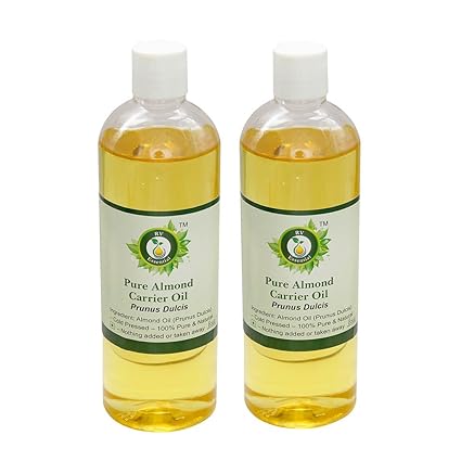 R V Essential Pure Almond Carrier Oil (100ml+100ml) Pack of Two- Prunus Dulcis (100% Pure and Natural Cold Pressed)