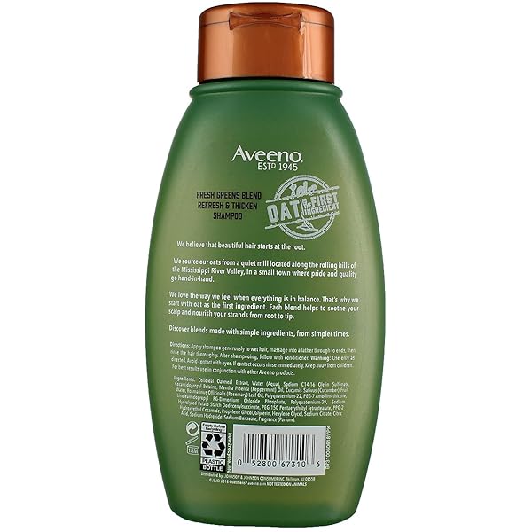 AVEENO SHAMPOO FRESH GREENS BLEND REFESH & THICKEN 12 OUNCE (354ML) (PACK OF 3)