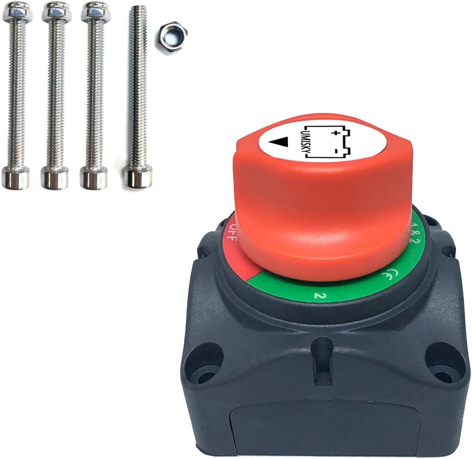 Wiwir 1-2-Both-Off Selector Battery Isolator Switch 12V/24V/48V 200A for Marine Boat Rv Vehicles 4 Position