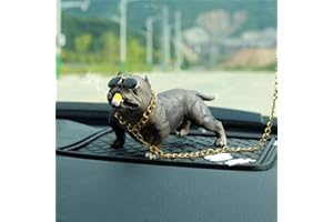 Jiuke, Bully Pitbull Dog Car Interior Decoration Dashboard Ornament Fashion Funny Cute Home Decoration Auto Accessories No Base-Grey