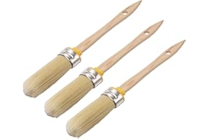 uxcell 3 Pcs Wax Paint Brushes, 2.1 x 0.8 Inch Chalk Stencil Brush, Oval PET Fiber Bristle with Wood Handle, Painting Tool fo