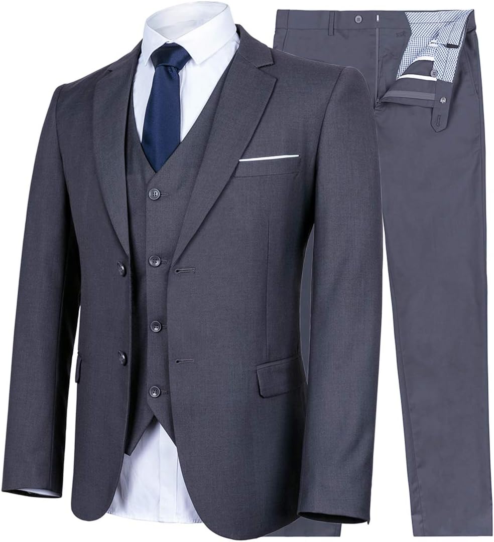 Men's Suit Slim Fit One/Two Button 3 Piece Suits Jacket Vest & Trousers