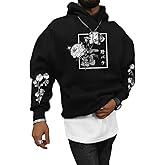 SOLY HUX Men's Floral Print Casual Graphic Hoodies Drawstring Long Sleeve Pullover Sweatshirt