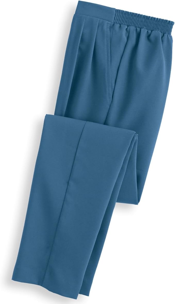 Blair Women's Silhouette Slimmer Pleated Pants 8 Storm Blue at Amazon