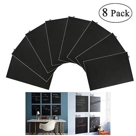 NUOLUX 8ST A4 Tafelfolie Selbstklebend Sticker abnehmbare Tafel Aufkleber Wandaufkleber mit 1 Kreide (schwarz)