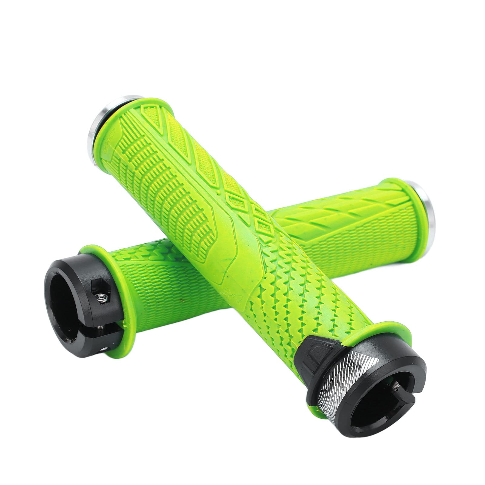 RiToEasysports 1 Pair Bicycle Handlebar Grips,Rubber Bicycle Handlebar Locking Grips Non Slip Replacement Bike Grips (Green) Bicycles And Spare Parts Cube Monkey Bar Mountain Bike Grips Green