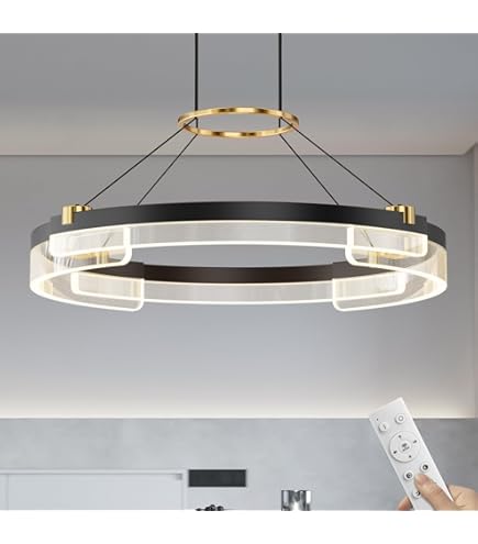 BYOZRIK Modern LED Chandelier, Dimmable Chandeliers with Remote