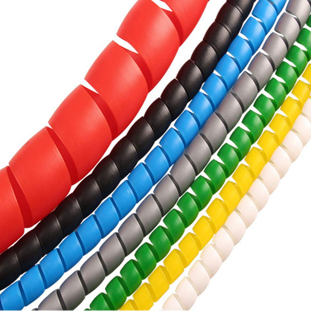 Vogueing Tool Cable Tidy Tube, 8mm Spiral Tube Cable Protector Sleeve for Wire Computer Cable on Home or Office, Black, 5M
