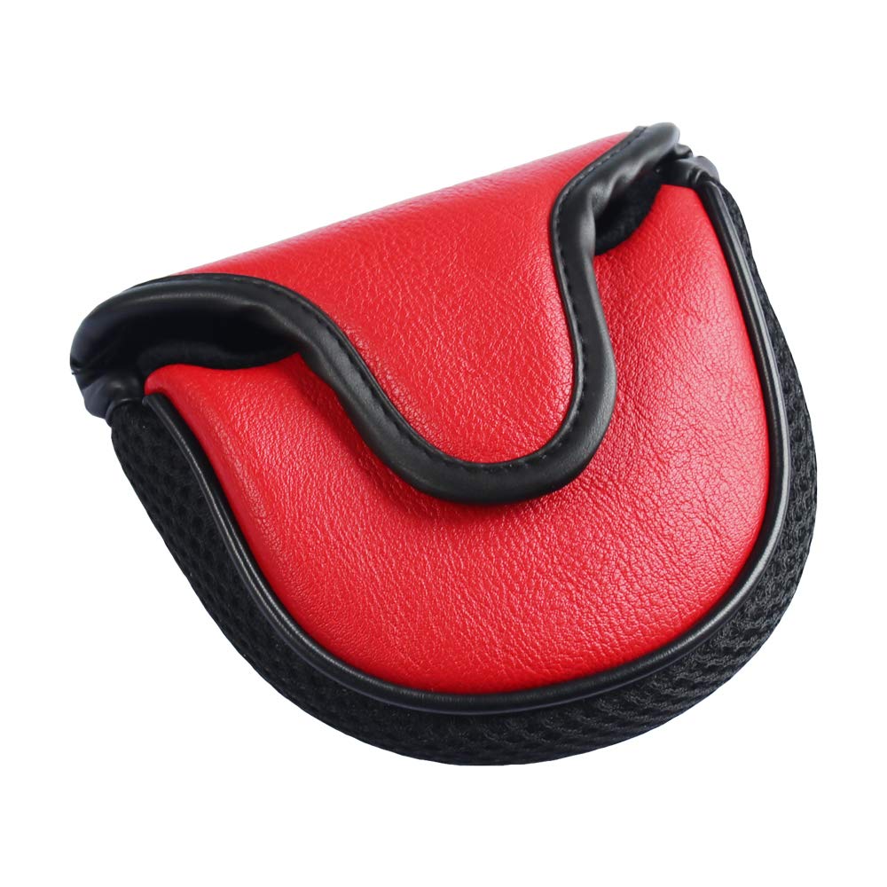 Photo 1 of Seacloud 1pcs Red PU Leather Magnet Golf Mallet Putter Head Cover Golf Club Putter Headcover Mallet Cover with Magnetic Closure