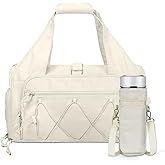 MOSISO Gym Bag for Women, Travel Duffle Weekender Overnight Workout Carry on Small Tote Sport Gym Duffle Bag with Shoe Compartment&Wet Pocket&Water Bottle Holder for Fitness, Yoga, Weekend, Beige