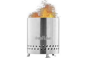 Duraflame 5.5 inch Table Top Fire Pit with Built-in Stand & Removable Grate, Low Smoke, Portable Mini for Outdoor Use, Wood or Pellets, Double Walled Stainless Steel, Travel Bag Included., 5.5 in Pit