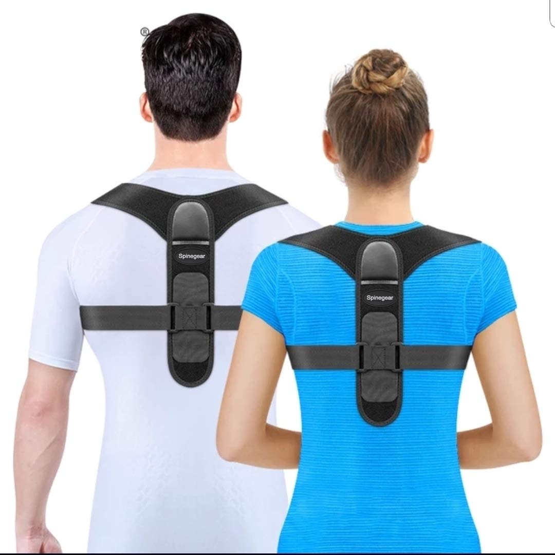 Spinegear Upper back support posture corrector back brace for Men & Women - UK design clavicle straightener pain relief from back shoulder and neck (Suitable for Size 20-43)