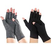 Sieafan 2 Pairs Bamboo Compression Gloves - Bamboo Arthritis Gloves for Men Women - Fingerless Compression Gloves